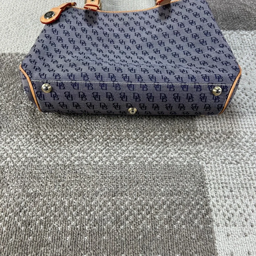 Dooney & Bourke Monogram Canvas Tote Bag and Matching Wristlet Blue Tan